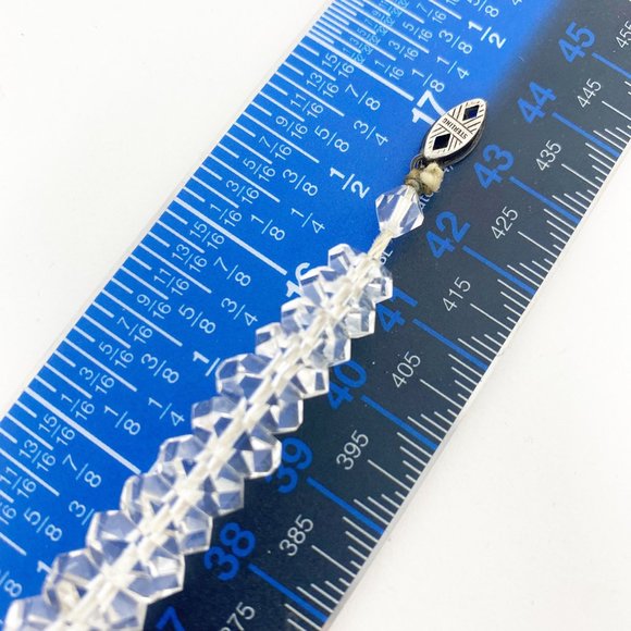 605 Vintage Sterling Faceted Quartz Crystal Rondelle Beaded Necklace - Picture 7 of 8